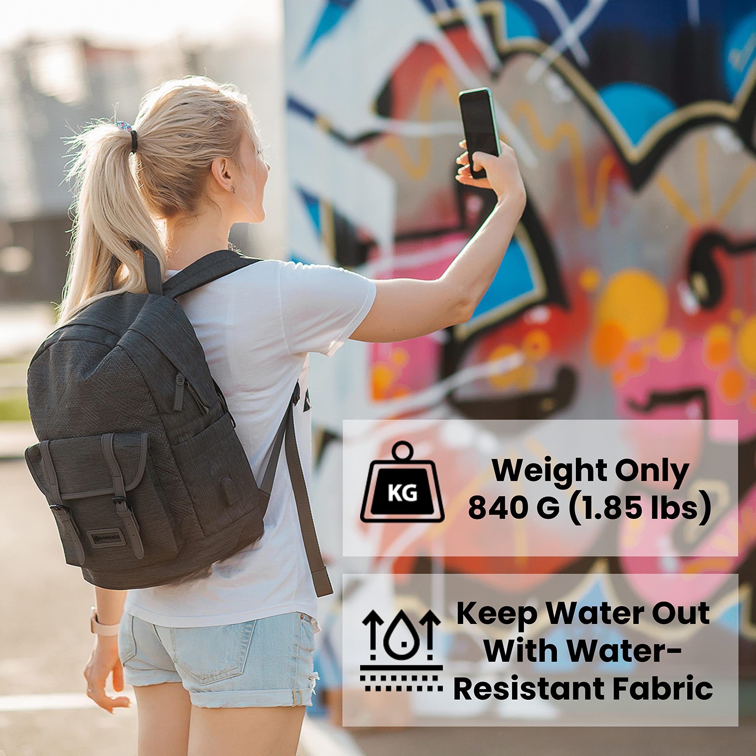 Nordace Comino Classic Backpack with USB Charging Port - Water Resistant 15.6 Inch Laptop Backpack for Men & Women - Perfect for Work, Travel, School & Everyday Use (Charcoal Grey)