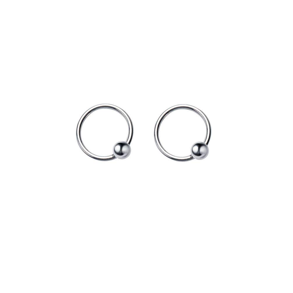 20G Sterling Silver Ball Bead Sleeper Tiny Hoop Earrings - Dainty Tragus Cartilage Nose Rings & Septum Piercing Huggie Hoops - Perfect for Everyday Wear, Minimalist Jewelry & Gift Giving