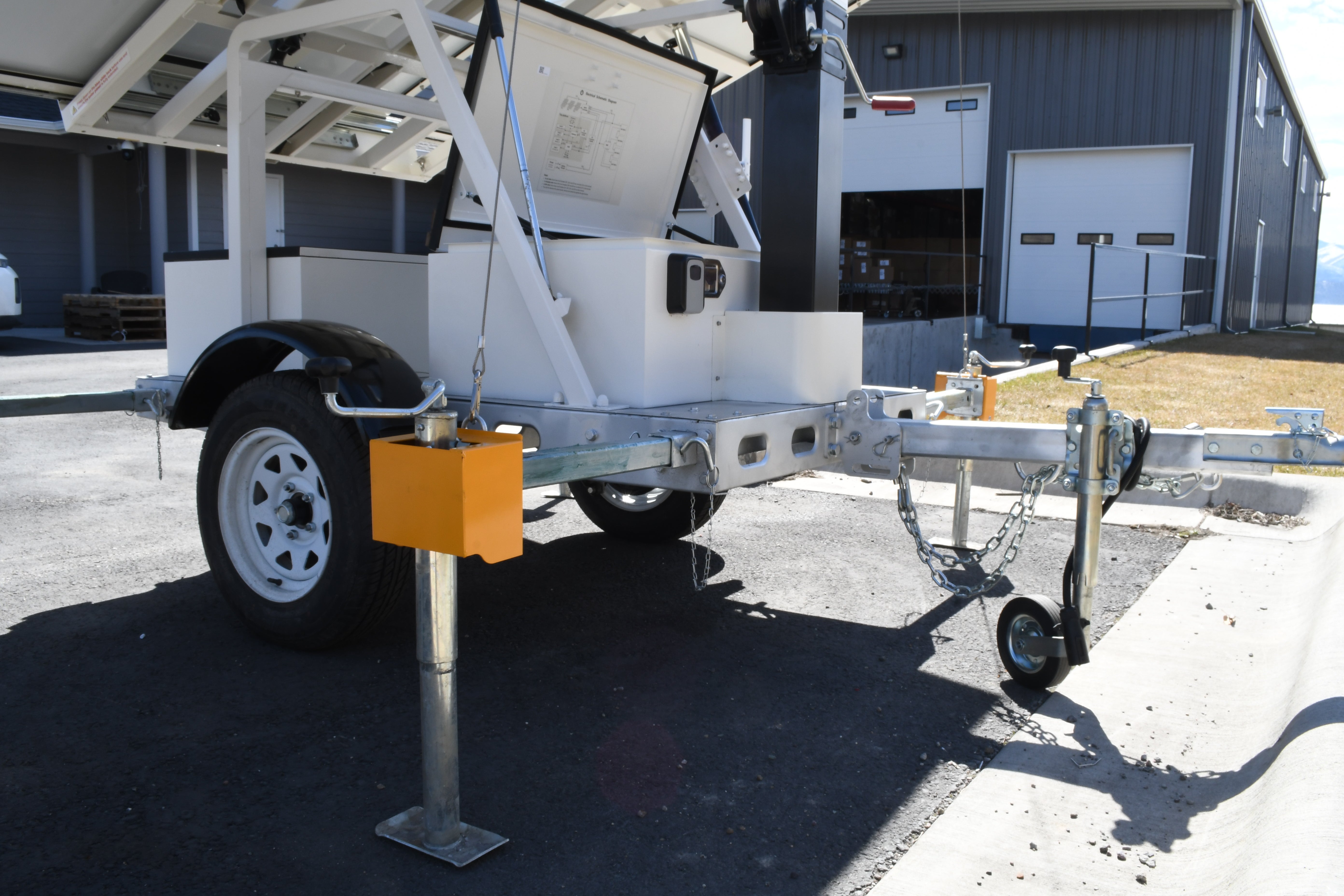 Solar-Powered Security Trailer with Motion Detection - Weatherproof Outdoor Surveillance System for Construction Sites, Farms & Remote Properties