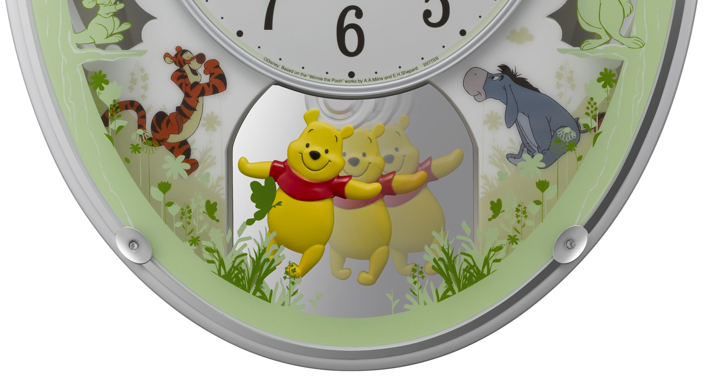 Disney Winnie The Pooh Wall Clock with Radio & Melody - White 4MN523MC03 | Cute Nursery Decor, Kids Room Clock, Pooh Bear Themed Gift for Children