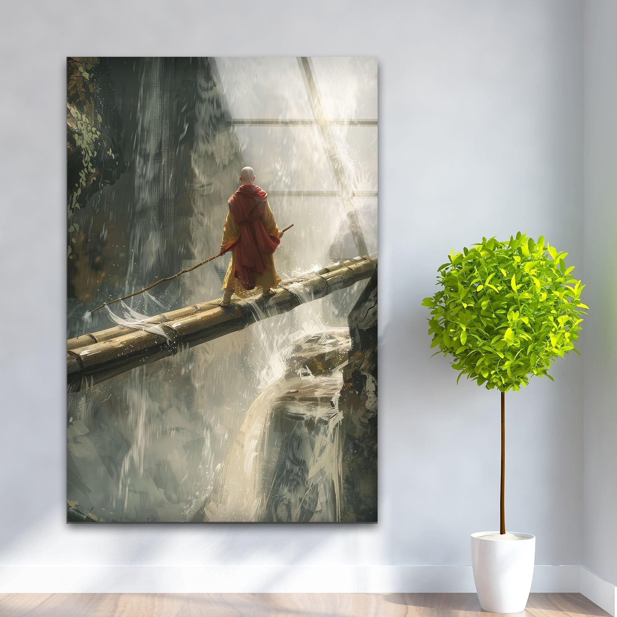 Aang Avatar Glass Wall Art - Stunning Anime Decor for Living Room, Bedroom, or Office - Perfect Gift for Avatar Fans