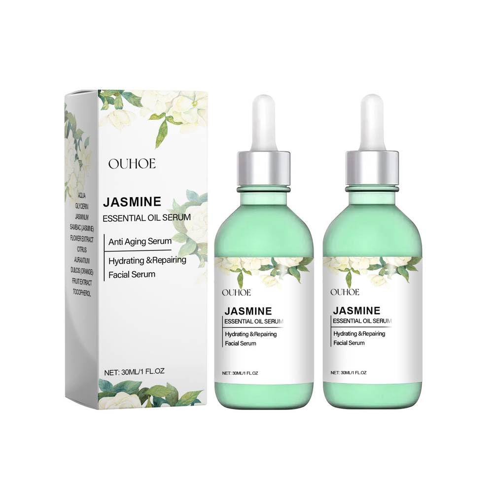 2PCS Jasmine Facial Oil - Lightweight Hydrating & Soothing Face Oil for Daily Skin Renewal, Healthy Glow Therapy - Perfect for Dry, Sensitive Skin & Nighttime Skincare Routine (1FLOZ*2)