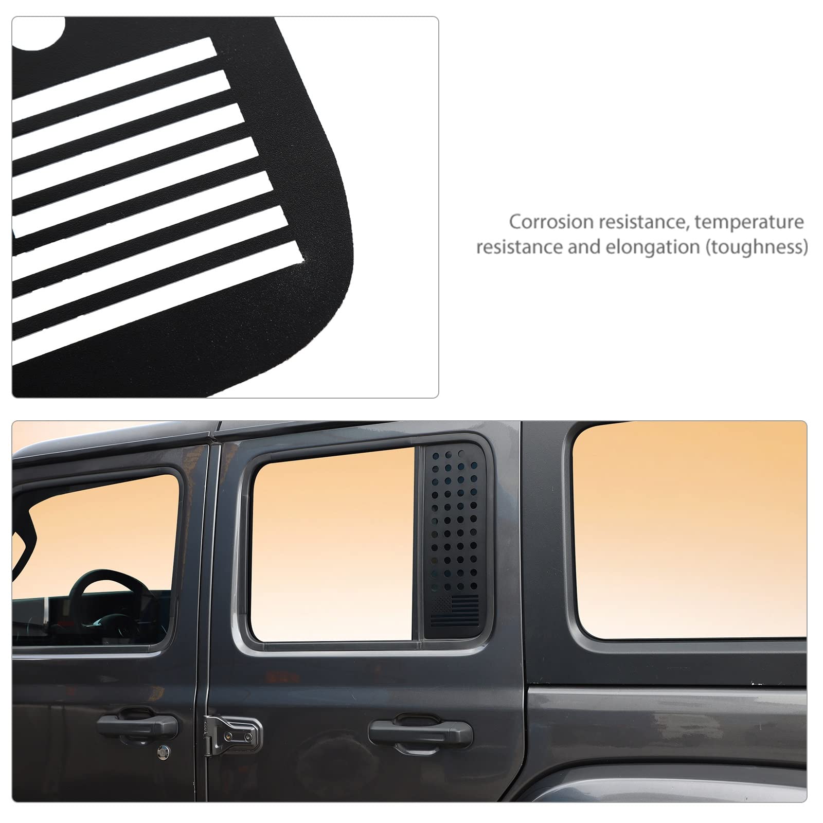 Jeep Wrangler JLU 4-Door & Gladiator JT Rear Side Window Decals - American Flag Exterior Trim Accessories (2018-2023 Models) | Perfect for Off-Road Adventures & Patriotic Style