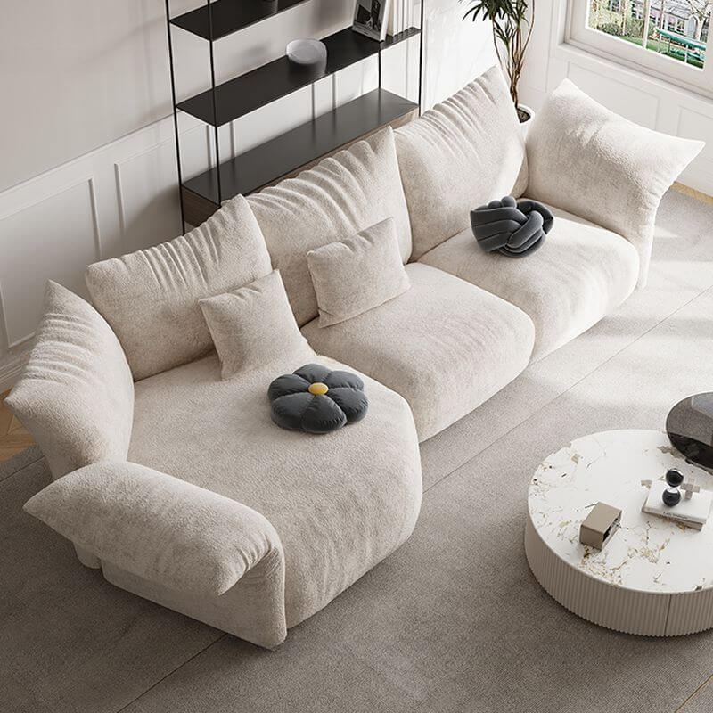 Modern L-Shaped Sectional Sofa with Chaise Lounge - Cream Fabric, Left-Facing Design - Perfect for Living Room, Family Room & Small Spaces