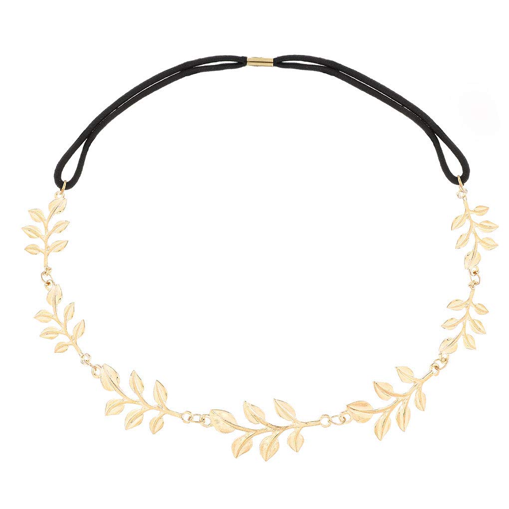 Yalice Gold Leaf Hair Chains - Elastic Headpieces for Women, Princess Head Chain Goddess Hair Accessories for Weddings, Prom, Festivals & Special Occasions | Perfect for Boho, Vintage & Bridal Styles