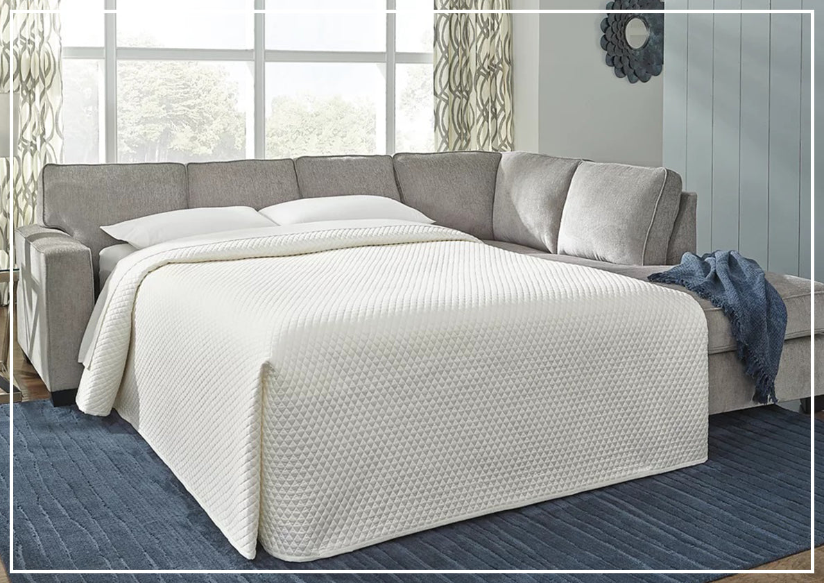 Gio Italia Aster Fabric Full Size Sleeper Sectional with Chaise - Modern Convertible Sofa Bed for Living Room, Guest Room & Small Spaces