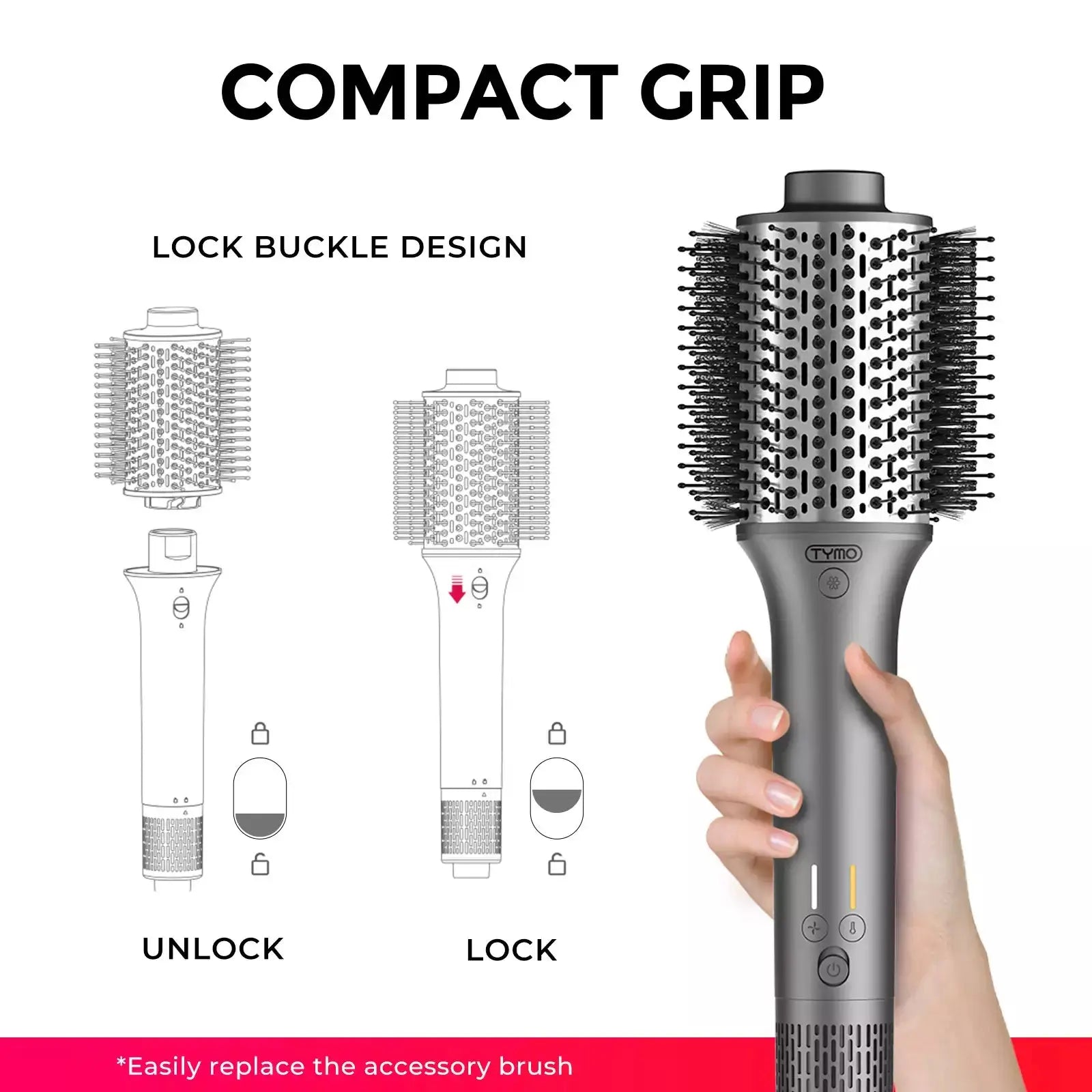 TYMO AIREXCEL Hair Straightener Brush - Professional Ionic Ceramic Flat Iron for Smooth & Shiny Hair (US & Canada Only) - Perfect for Home Use, Travel, and Salon Styling