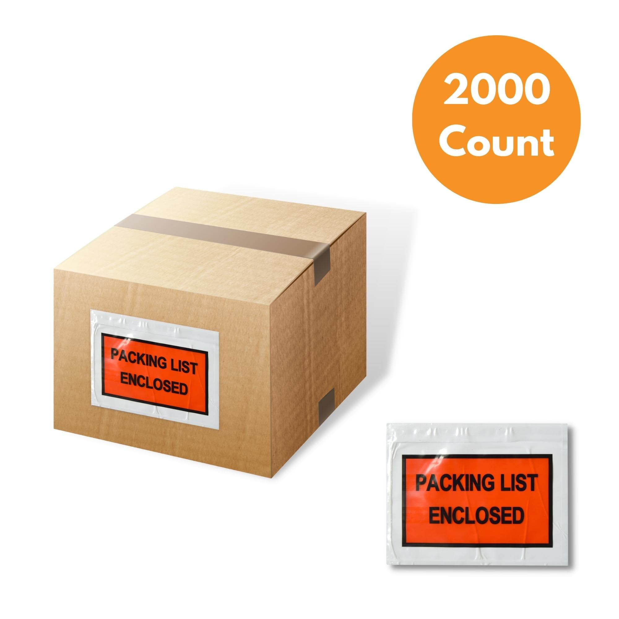 PSBM 2,000-Pack 10x5.5 Inch Full Face Printed Shipping Envelopes - Orange/Black Invoice & Packing Slip Pouches for Ecommerce, Business Mail, and Document Organization