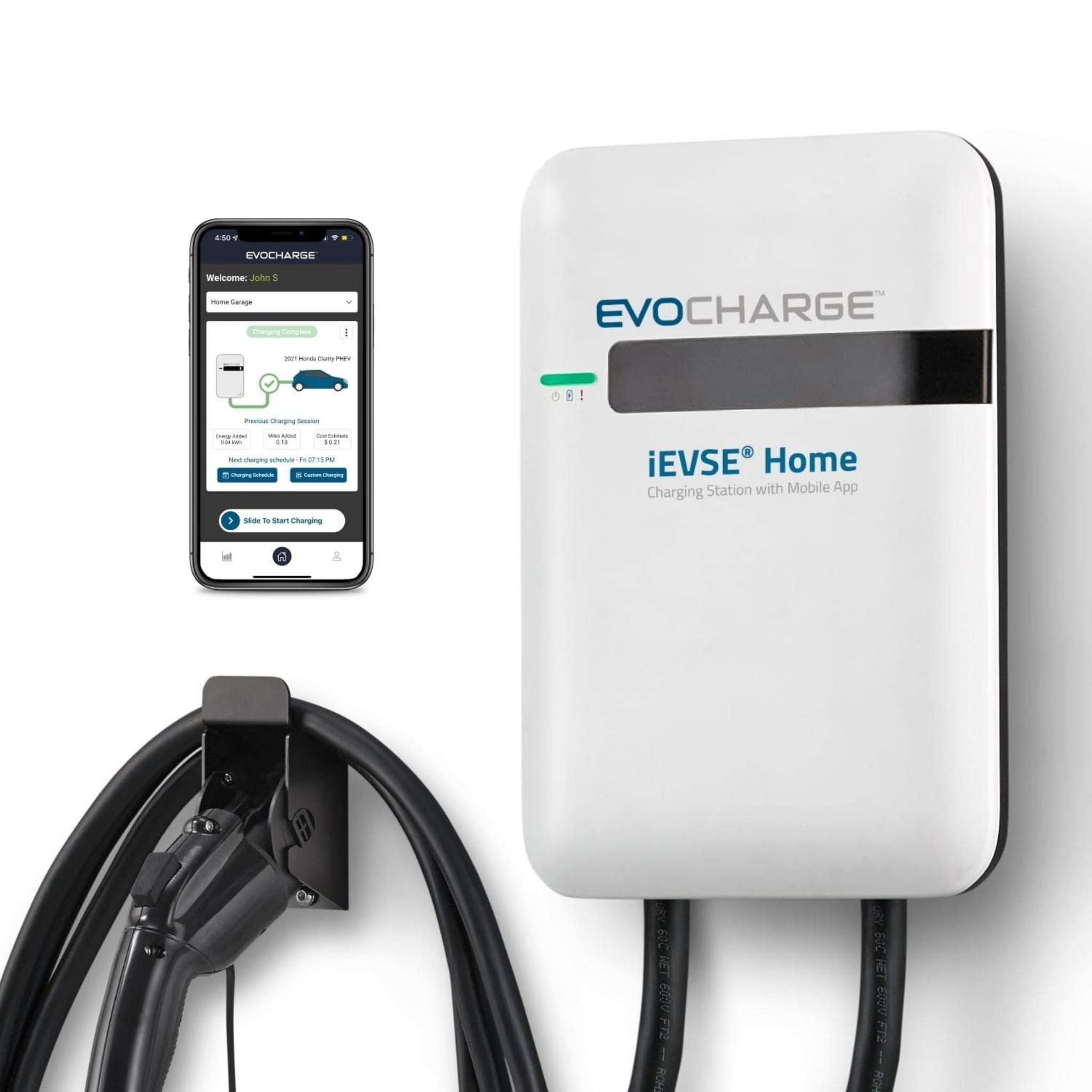 EvoCharge iEVSE Home EV Charger - 40 Amp Level 2 Electric Vehicle Charging Station with 25ft Cable - Perfect for Home & Garage Use