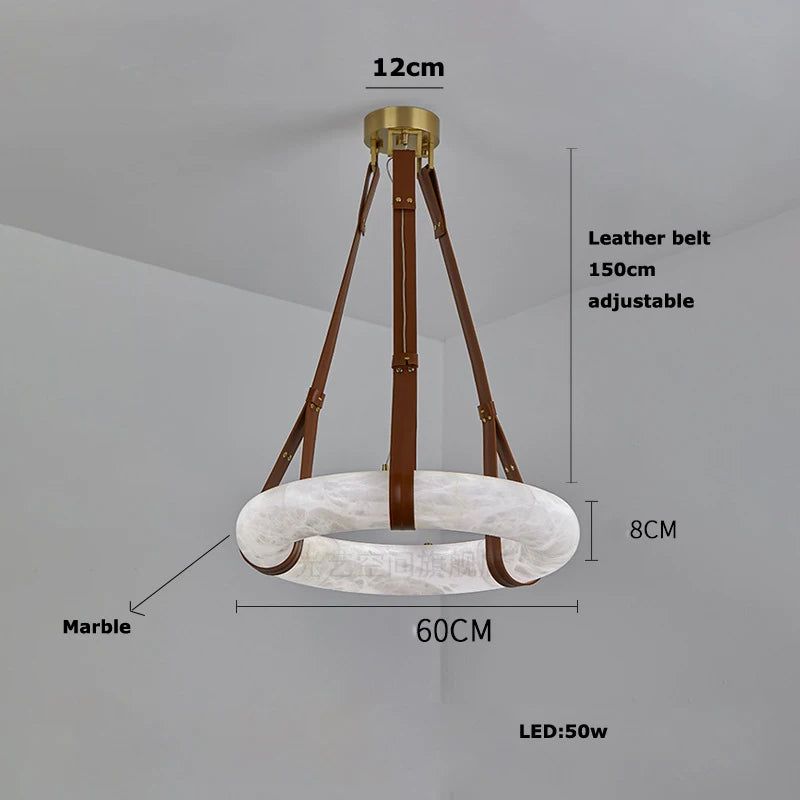 Spanish Marble Ring Chandelier - Elegant Crystal Lustre Lighting Fixture for Dining Room, Living Room, and Bedroom Decor