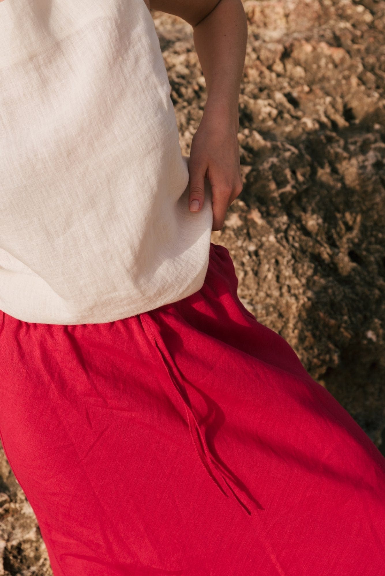 Ciara Women's Linen Slip Skirt - Breathable Summer Midi Skirt with Elastic Waist | Available in Multiple Colors | Perfect for Beach, Vacation & Casual Outings