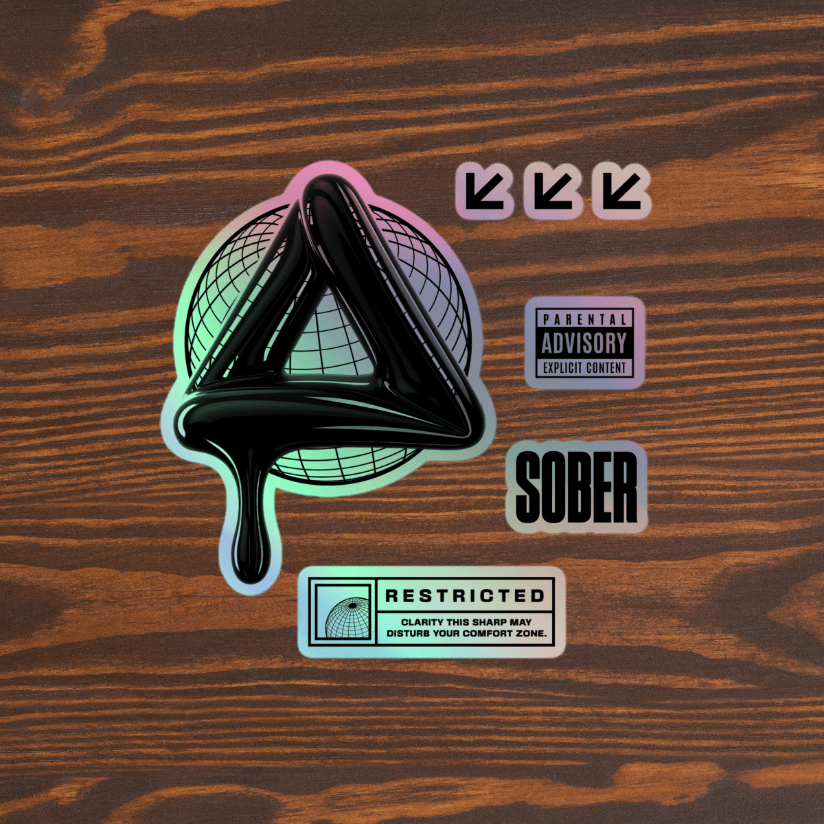 SOBER Black Label Holographic Sticker Sheet - 7 Unique Vinyl Stickers for Laptops, Water Bottles & DIY Crafts | Premium Decorative Stickers for Journaling, Scrapbooking & Personalization