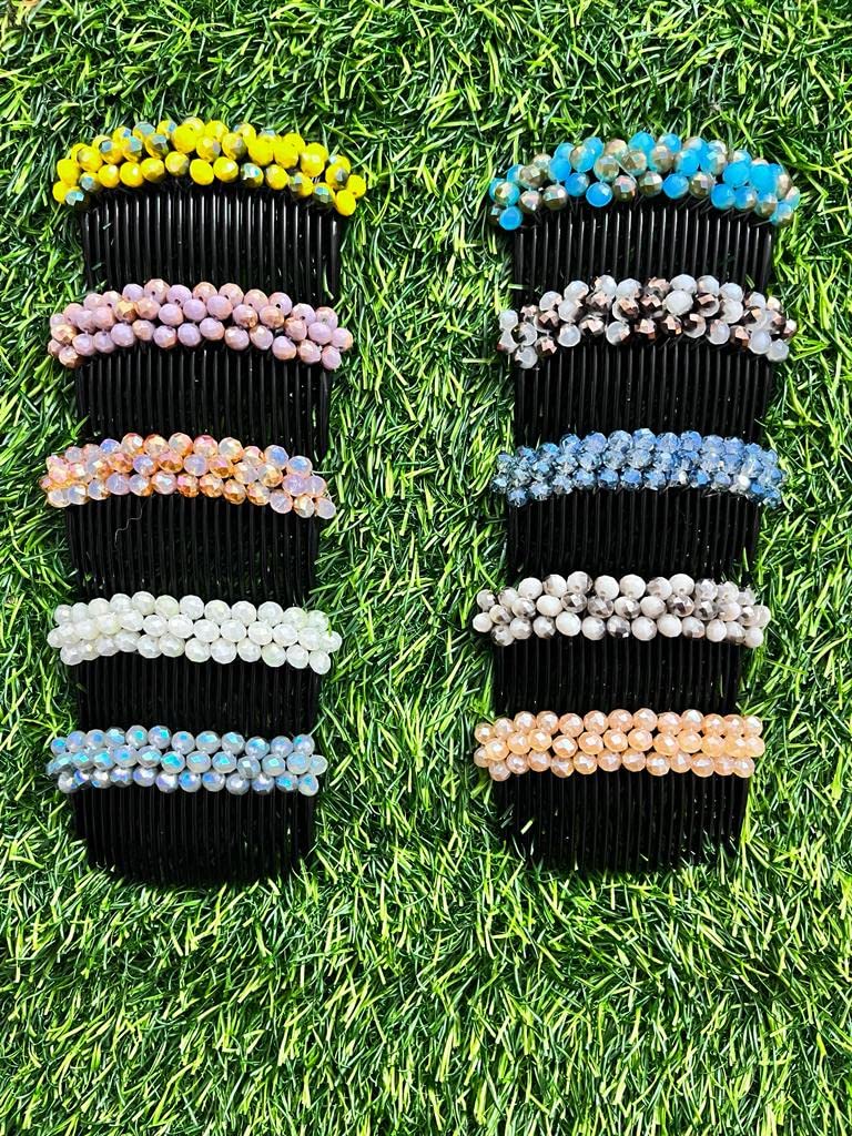 Elegant Floral Hair Clips for Women - Crystal Bridal Hair Accessories, Barrettes & Slide Combs for Girls (Greyish Blue) | Perfect for Weddings, Parties & Everyday Style