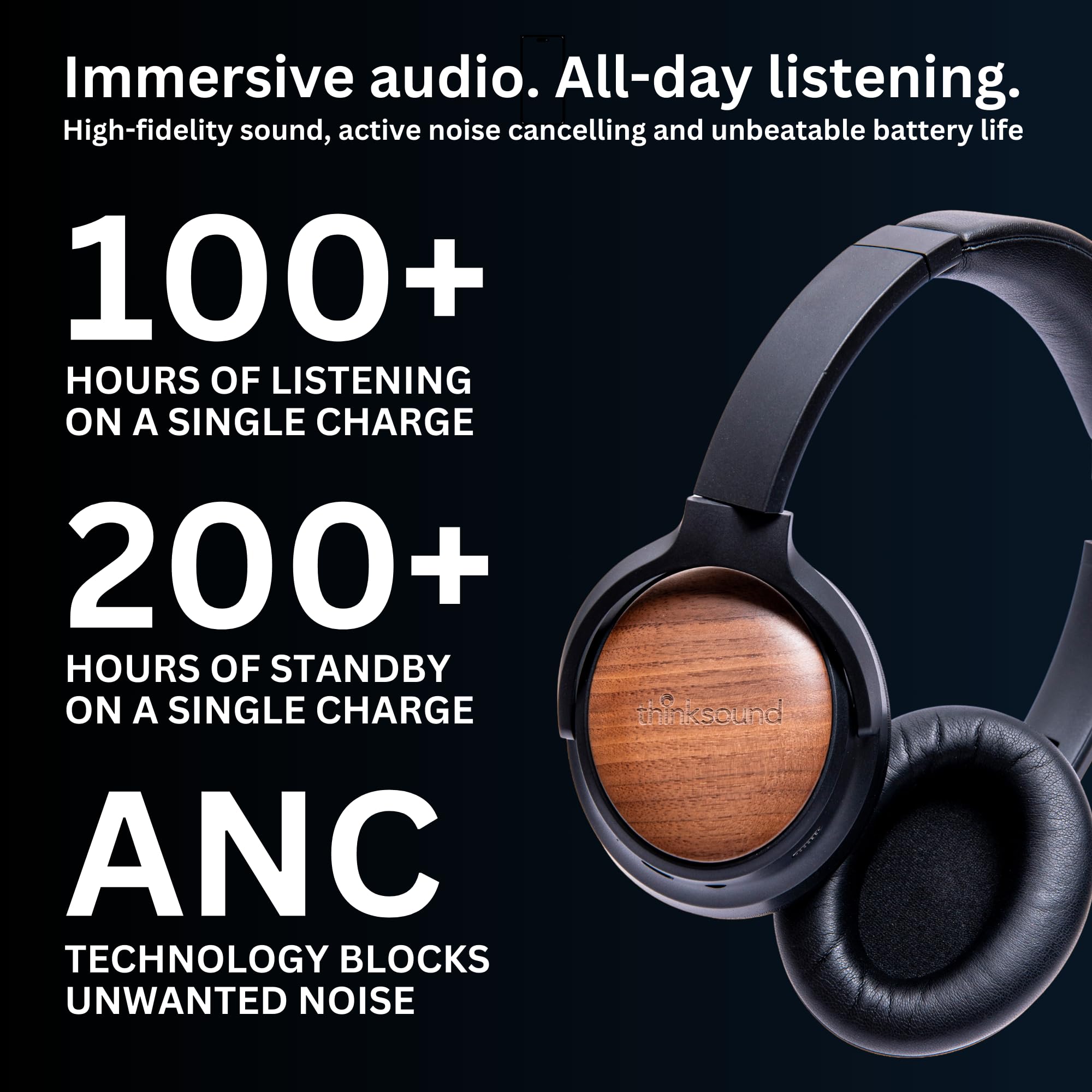 OV202W Over Ear Noise Cancelling Headphones with Hybrid ANC | 100+ Hours Playtime | HiFi Studio Monitor Headphones for Music Producers, Gym, Travel & Home Use | Perfect for Beats, Guitar, Bass & Audiophiles
