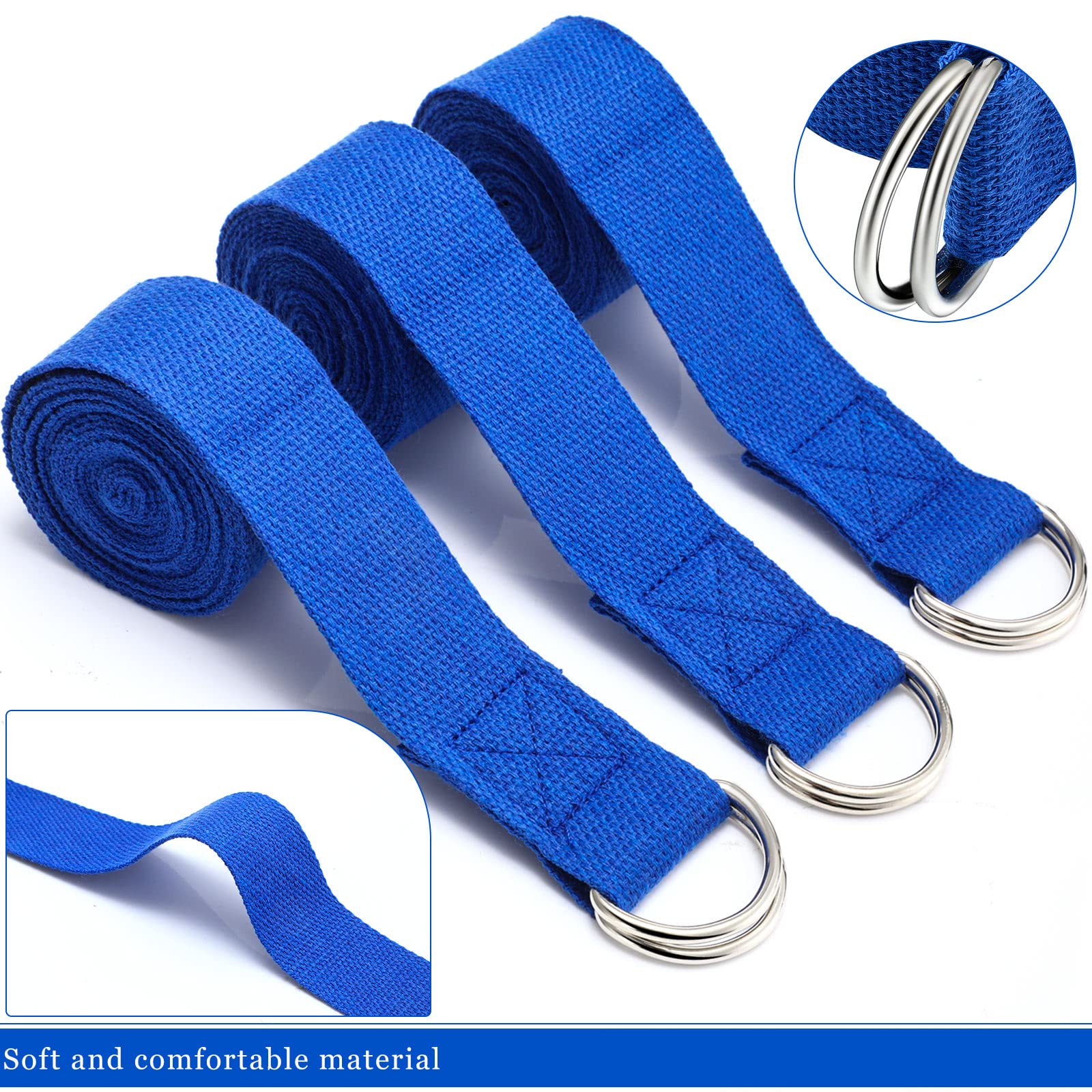 6-Pack 8 Ft Yoga Straps with Adjustable D-Ring Buckles - Stretching, Pilates, Gym Workouts, and Posture Improvement - Perfect for Home, Studio & Travel Fitness Accessories