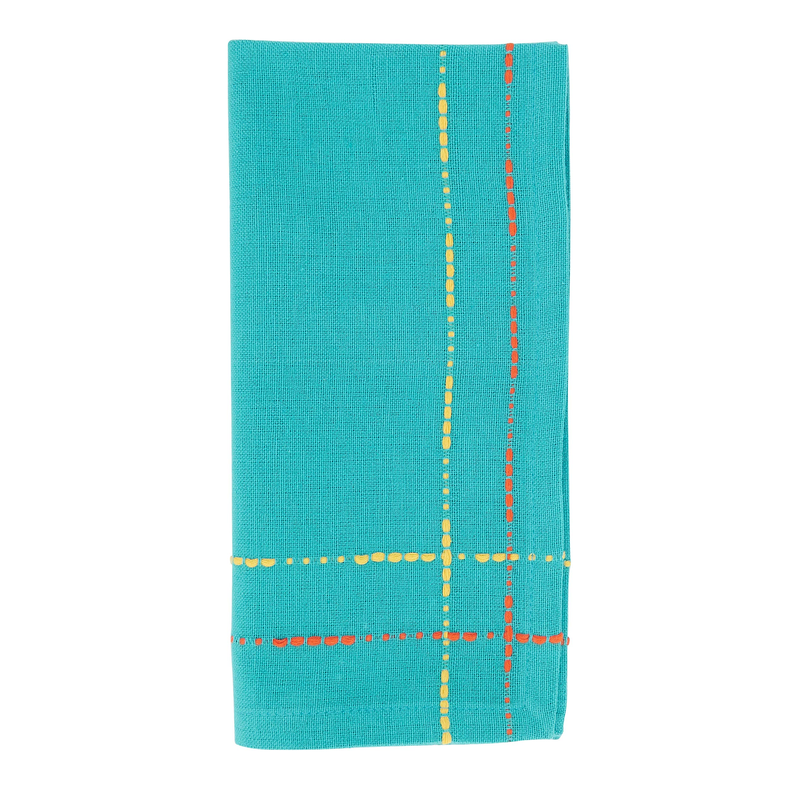 Premium Dobby Border Table Napkins Set of 4 - Elegant Embroidered Cotton Napkins for Formal Dining, Dinner Parties & Holiday Gatherings