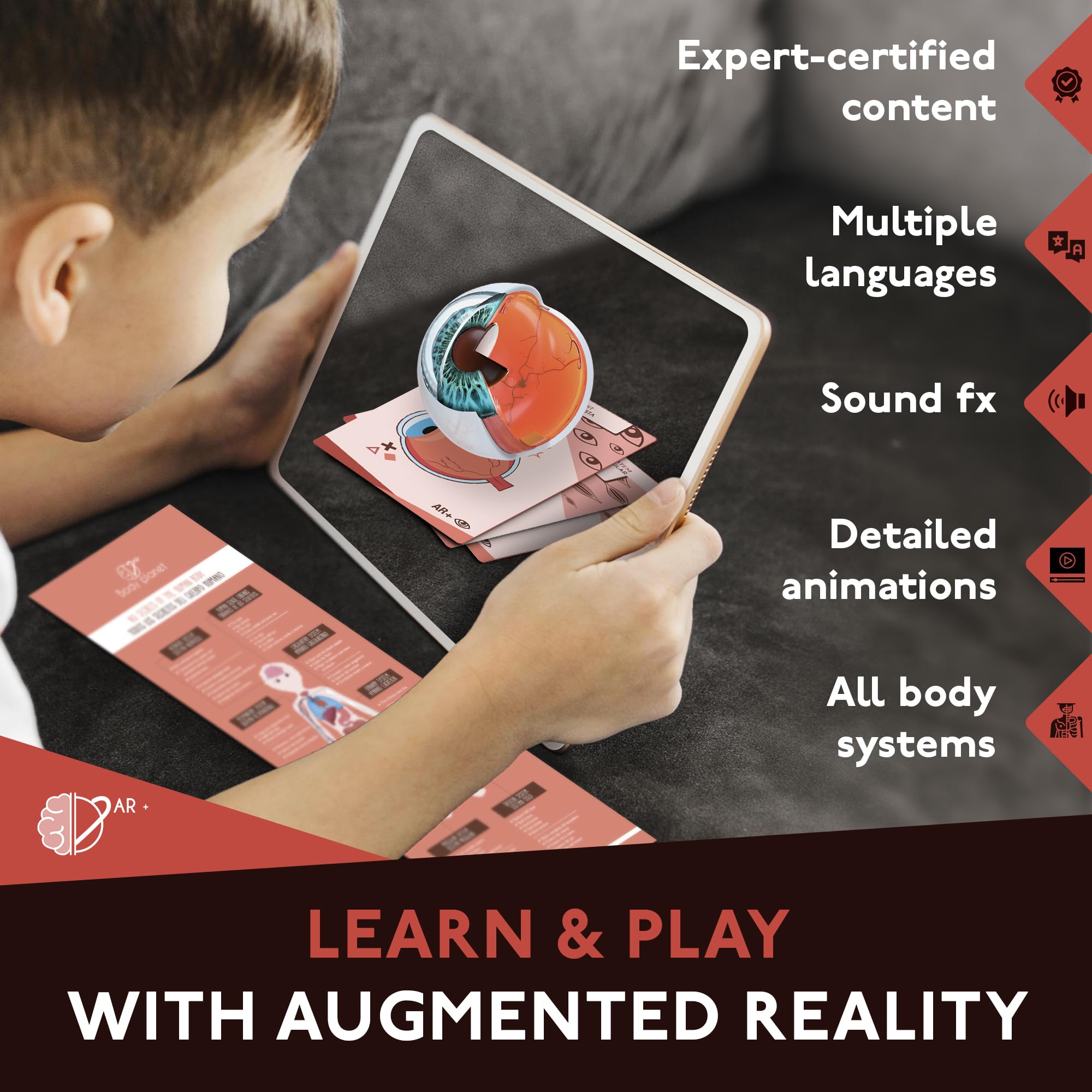 AR+ Body Planet: Human Body Anatomy Cards with Augmented Reality - Interactive Learning Tool for Kids, Students & Medical Education