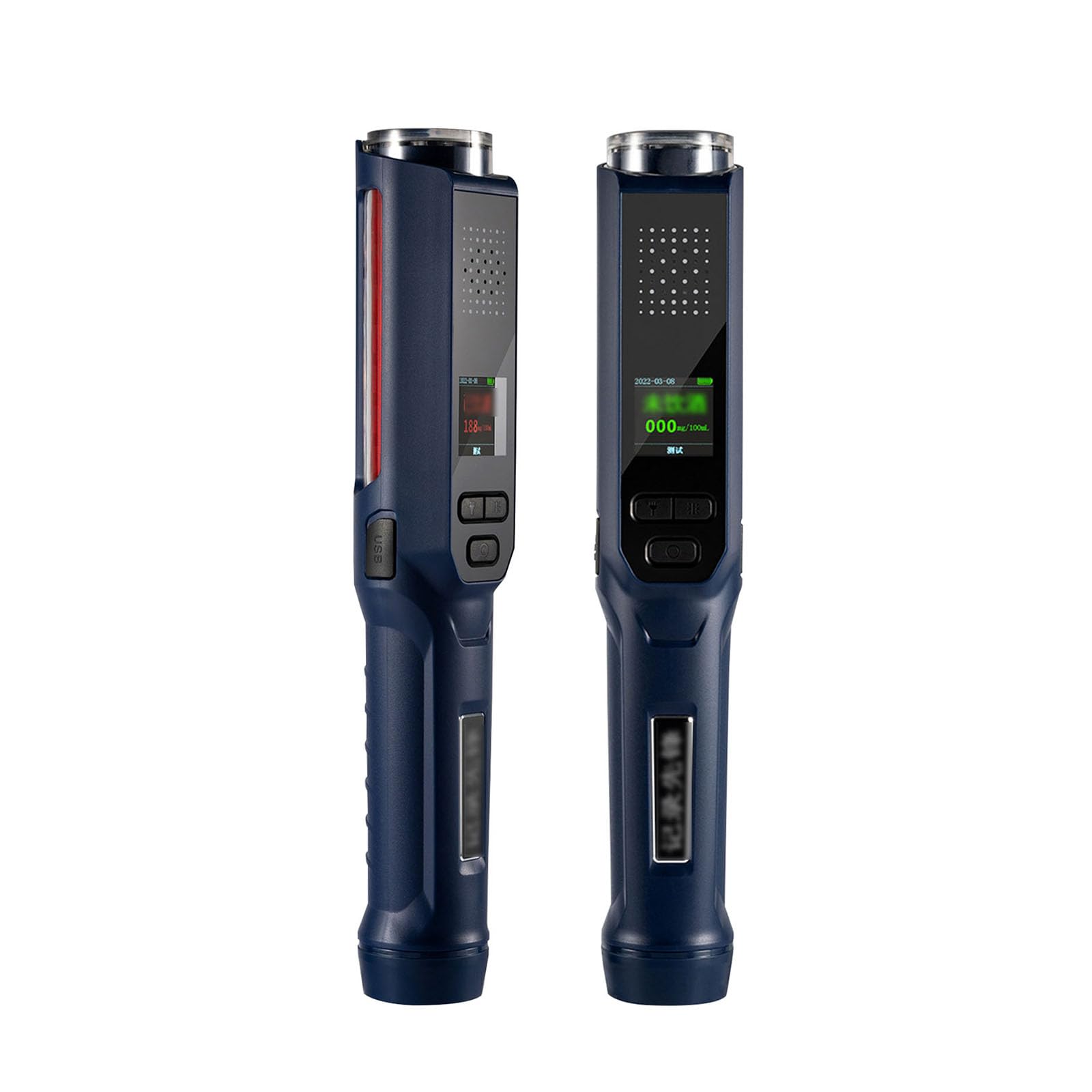 Professional Alcohol Breathalyzer - USB Rechargeable Portable Digital LCD Alcohol Tester with Contactless Quick Detection & Voice Broadcast (Blue, 26.2x4.5cm) - Perfect for Personal Safety, Workplace Testing, and DUI Prevention