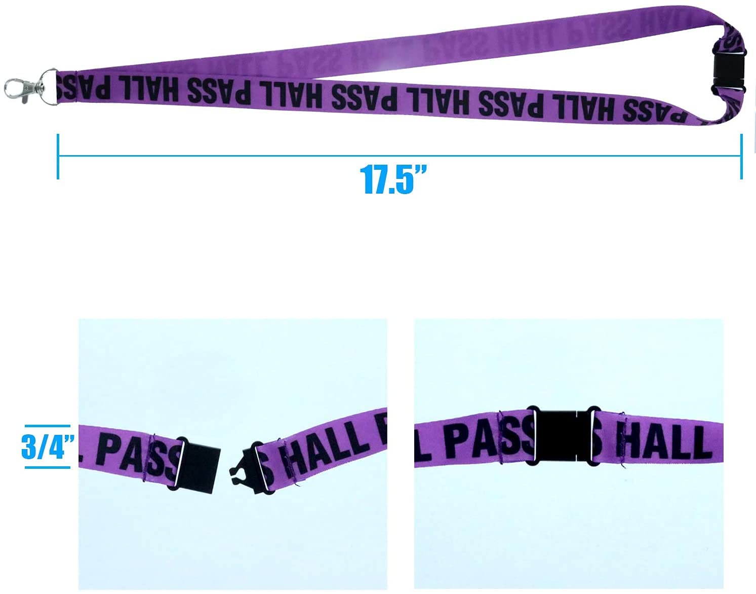 Hall Pass Lanyards (12 Pack) for School & Office Use
