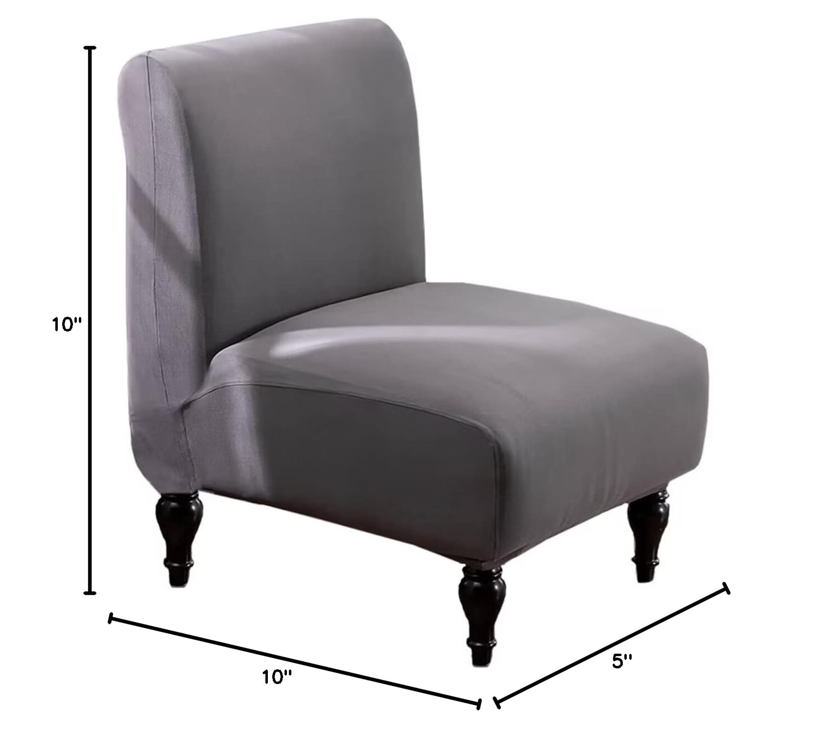 Armless Chair Slipcover - Large Stretchable Jacquard Fabric Accent Chair Cover, Washable & Non-Slip Sofa Slipcover for Living Room, Bedroom, Hotel - Grey | Perfect for Home Decor, Furniture Protection & Style Upgrade