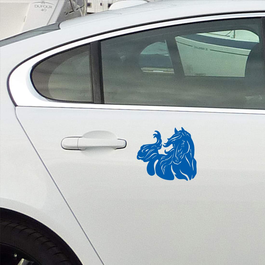Premium Waterproof Vinyl Decal Stickers (Set of 2) - Azure Blue Horse Design for Laptop, Phone, Helmet, Car Window, Bumper, Mug, Cup, Door & Wall Decoration | Durable, Weatherproof Stickers for Personalizing Your Devices and Home Decor