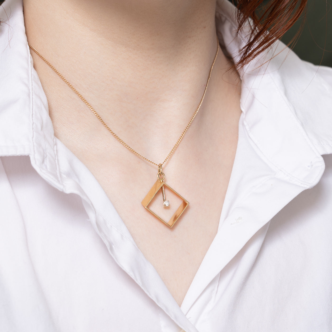 0.09ct Dangling Diamond Cube Pendant Necklace - Elegant Cubic Zirconia Jewelry for Women, Perfect for Parties, Weddings & Date Nights