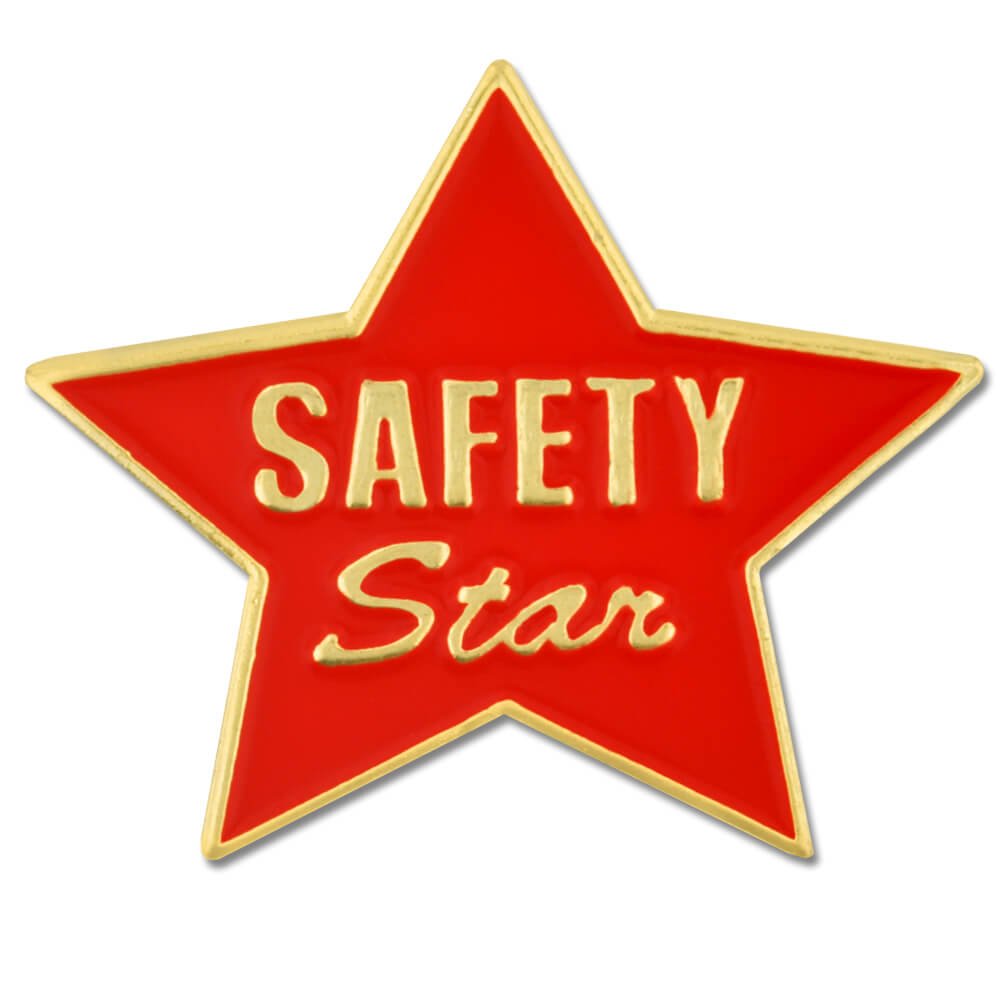 PinMart Red & Gold Safety Star Award Enamel Lapel Pin - Premium Recognition Badge for Employees, First Responders & Safety Professionals | Perfect for Awards Ceremonies, Workplace Safety Programs & Professional Attire