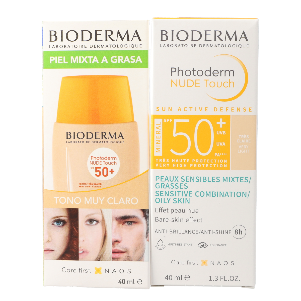 Photoderm NUDE Touch SPF 50+ Very Light Tinted Sunscreen - Oil-Free, Non-Greasy Formula for Daily Face Protection & Even Skin Tone | Perfect for Sensitive Skin & Under Makeup Application
