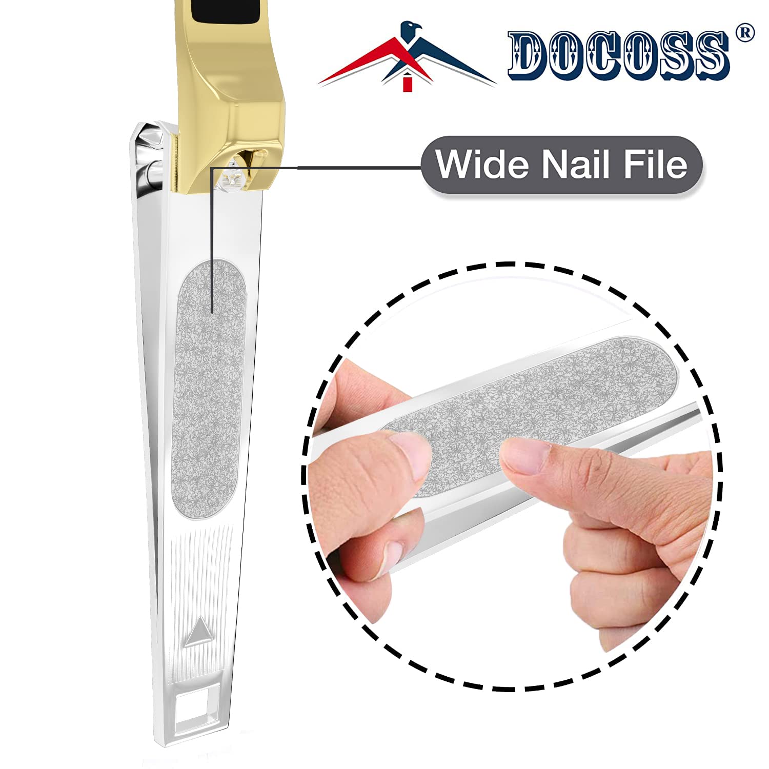 DOCOSS Professional Stainless Steel Nail Clippers Set for Men & Women - Sharp Precision Nail Trimmer with Ergonomic Handle, Pack of 2 (Gold) - Perfect for Home, Travel, Salon & Grooming Kit Essentials