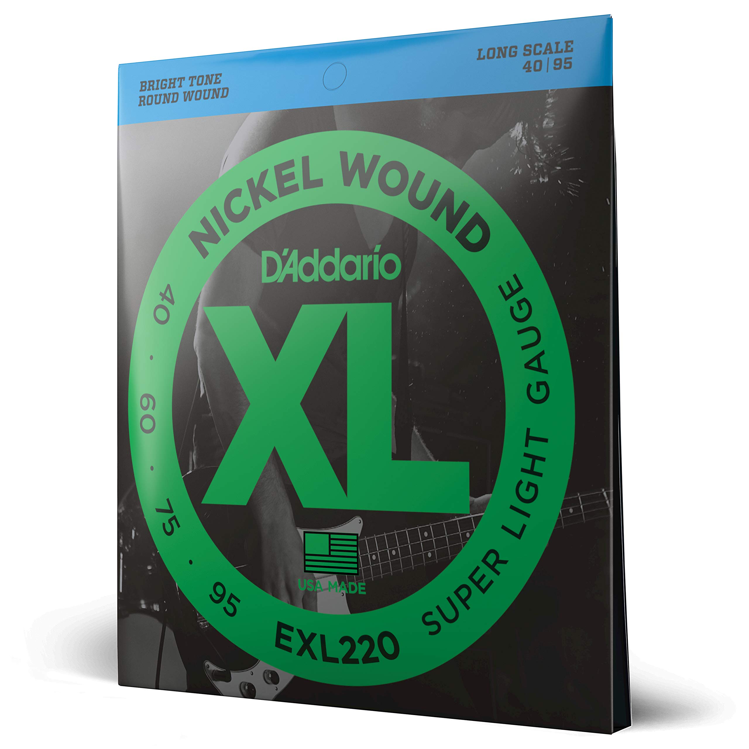 D'Addario EXL220 XL Nickel Bass Guitar Strings - 4 String Set, 40-95 Super Light, Long Scale - Perfect Intonation, Consistent Feel & Powerful Durability - Ideal for Rock, Jazz & Studio Recording
