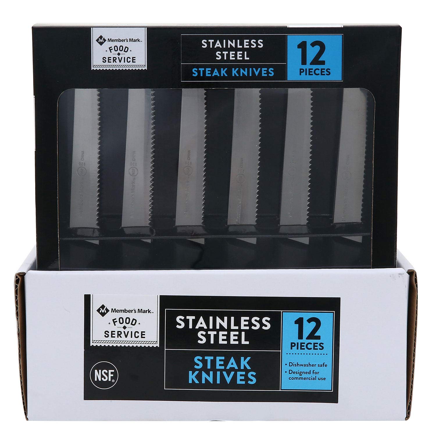 Premium Member's Mark Steak Knives Set - 12-Piece Stainless Steel Serrated Blades for Perfect Cuts | Ideal for Steak Dinners, BBQs & Gourmet Cooking