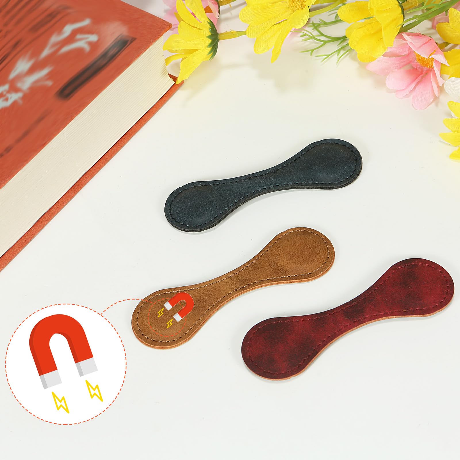Magnetic Bookmarks for Books - Premium Leather Magnetic Bookmarks for Women & Men - Unique Reading Gifts for Book Lovers, Friends, Family & Kids - Perfect for Home, Office, School & Travel Use