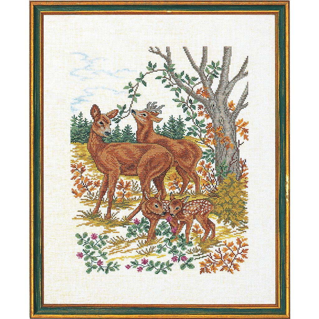 Deer Family Cross Stitch Kit by Eva Rosenstand 92-833 - DIY Embroidery Kit for Beginners, Home Decor & Gift Ideas - Perfect for Relaxation, Crafting & Wall Art