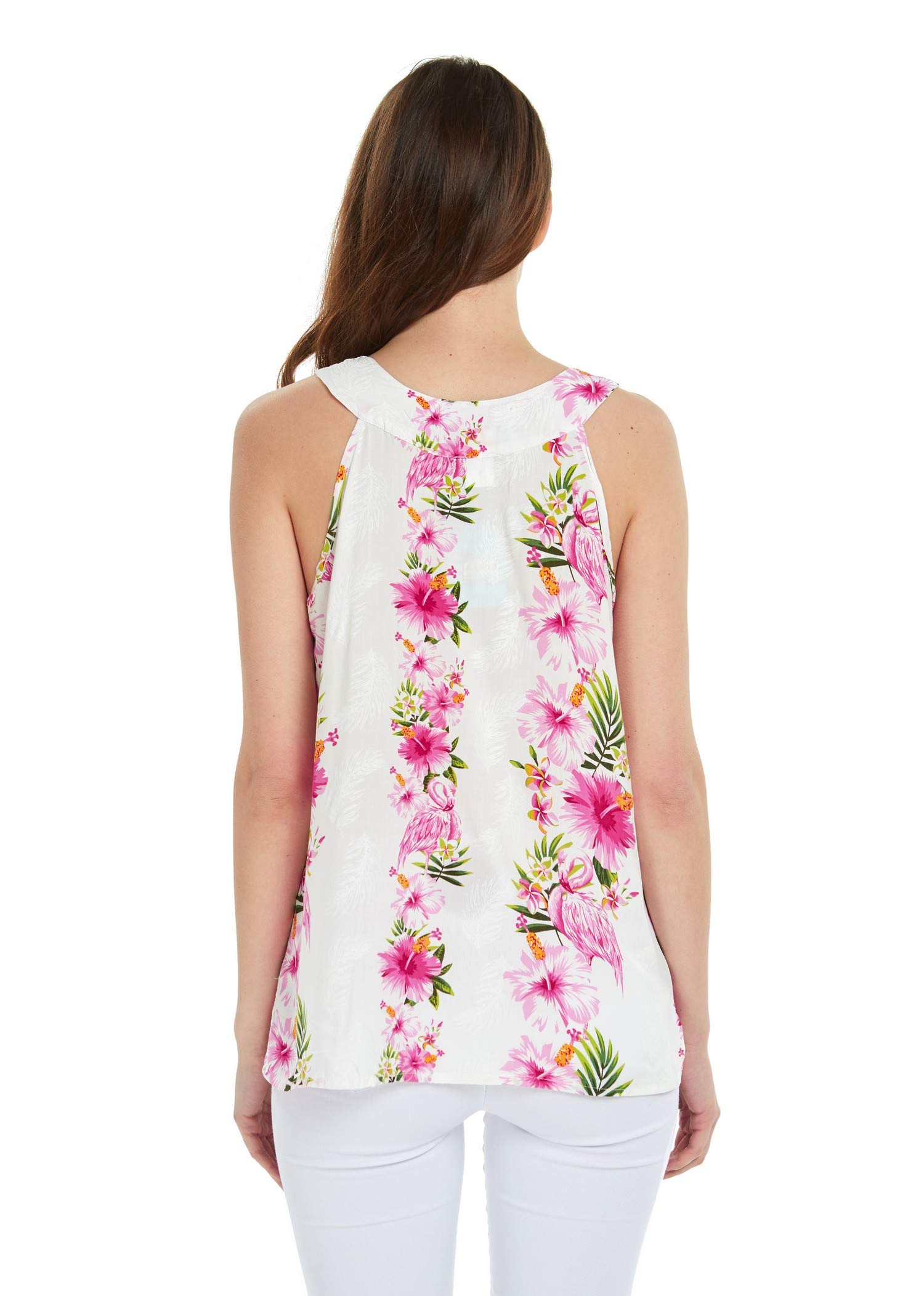 Hawaiian Hibiscus Print Women's Tank Top & Hat Set - Tropical Beach Vacation Outfit for Summer, Luau Party, and Casual Wear