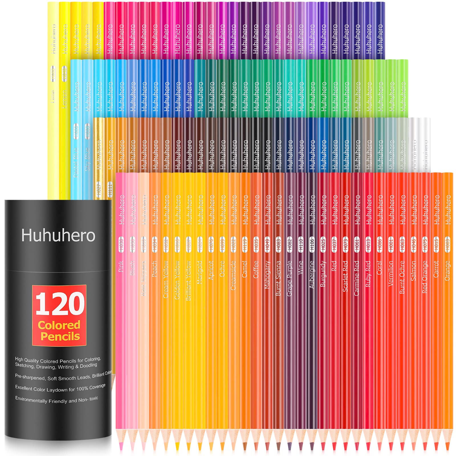 Huhuhero 120 Count Colored Pencils Set - Soft Core Vibrant Blendable Art Drawing Pencils for Adult Coloring Books, Premium Art Supplies for Kids, Adults & Beginners | Perfect for Back to School, Teacher Gifts, Sketching, DIY Projects & Creative Artwork
