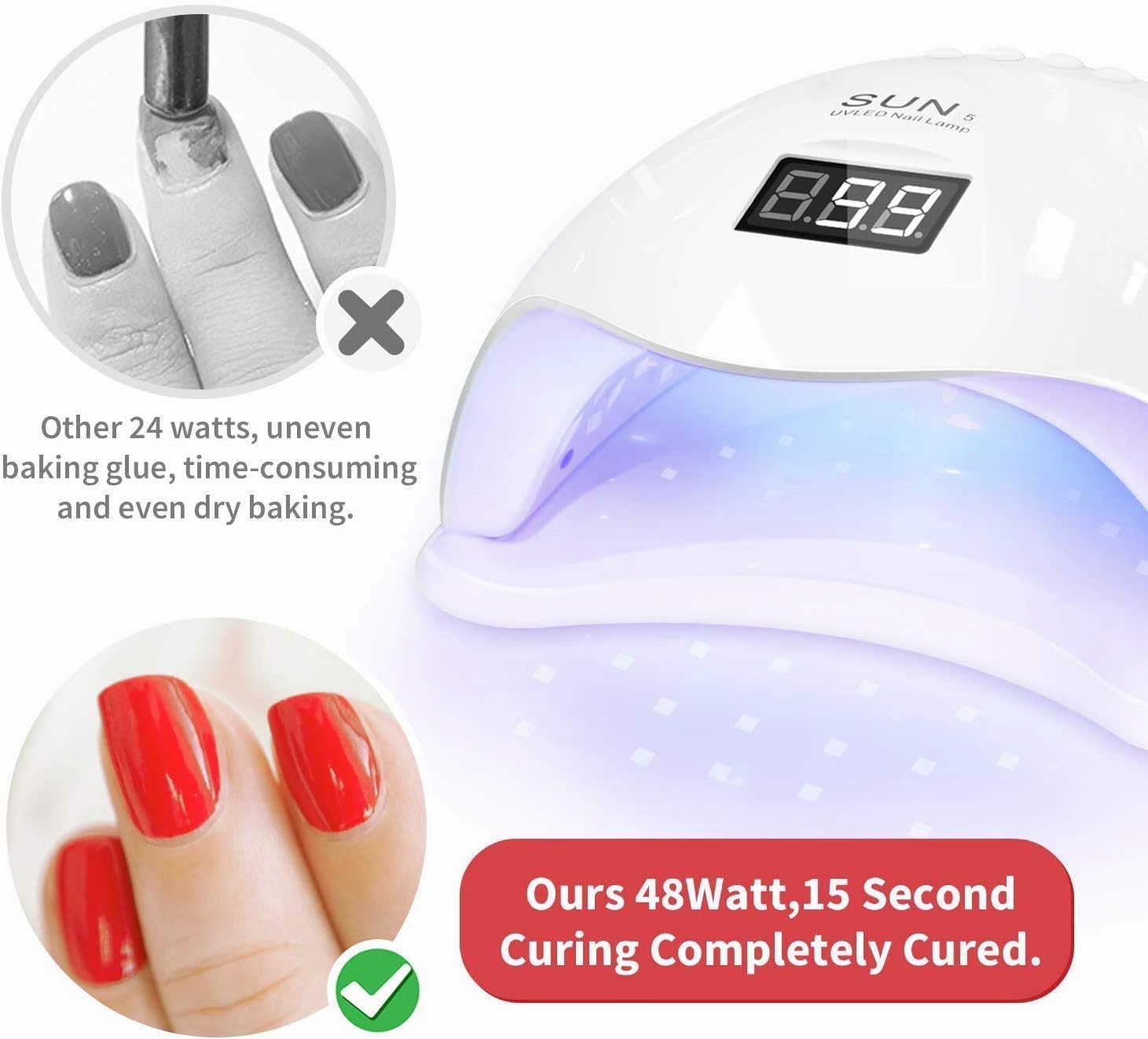THR3E STROKES 48W 24 LED Automatic Sensor UV Nail Dryer Lamp - Fast Curing for Gel Polish, Manicure & Pedicure | Perfect for Home Salon, Nail Art Enthusiasts & Professional Use