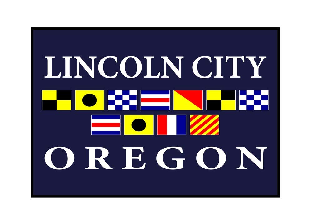 Lincoln City Oregon Nautical Flags - 36x24 Framed Gallery Wrapped Canvas Wall Art - Perfect for Coastal Home Decor, Beach House, or Nautical Themed Rooms