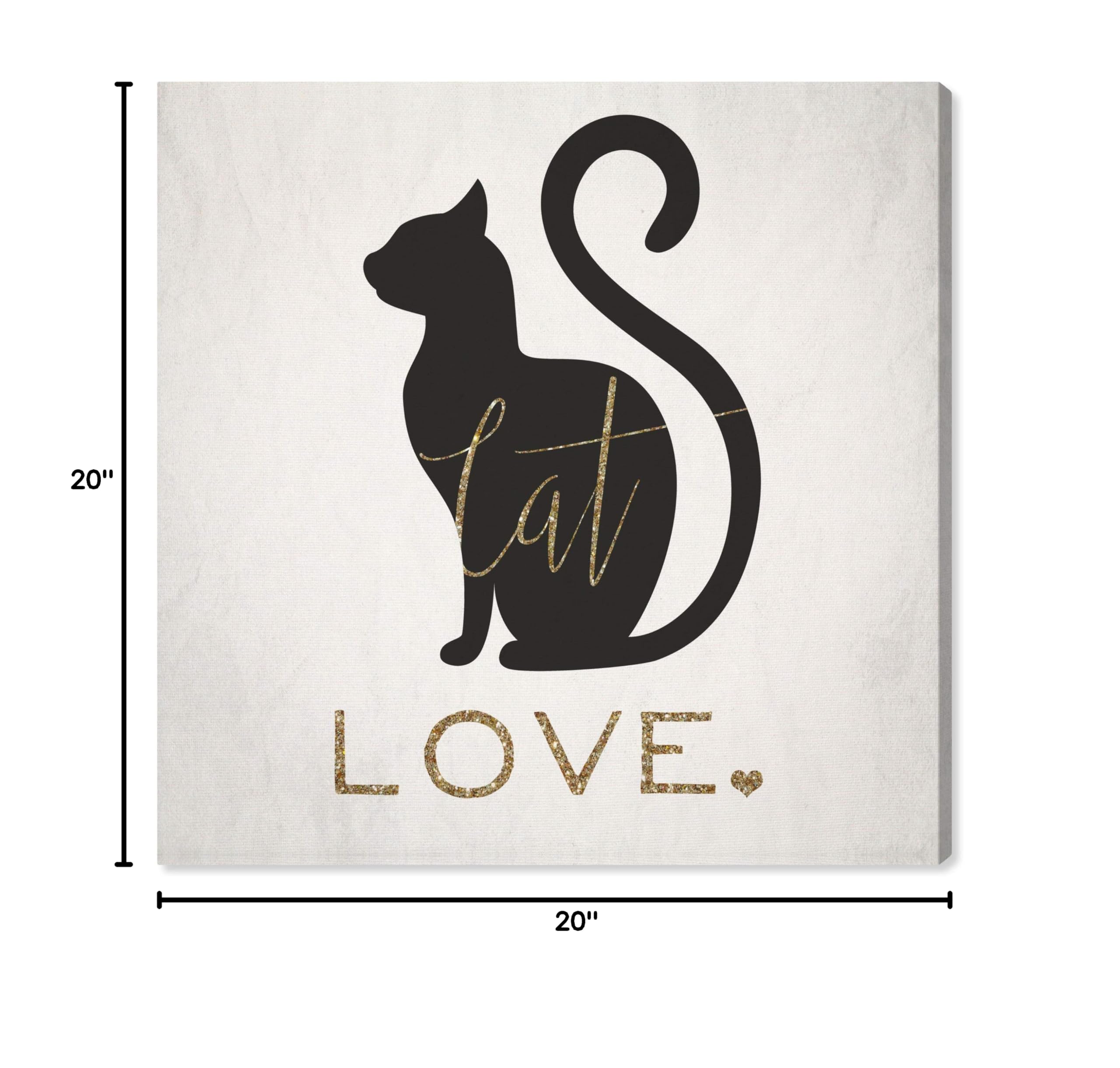 Oliver Gal Artist Co. Cat Love Wall Art Canvas Print - 20x20 Inches, Black & Gold Animal Home Decor - Perfect for Living Room, Bedroom & Office