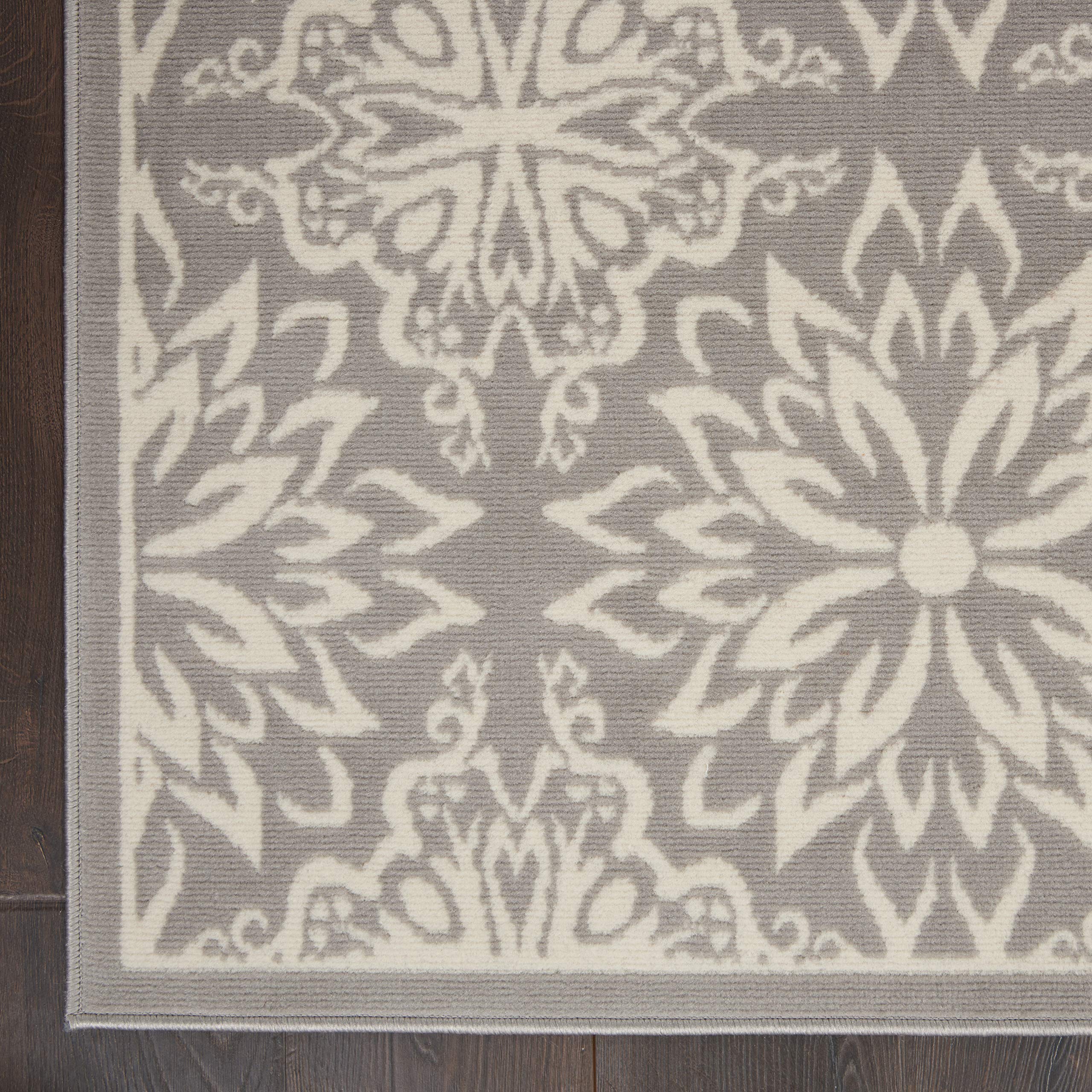 Nourison Jubilant Floral Ivory/Grey 6' x 9' Area Rug - Easy Cleaning, Non-Shedding, Stain Resistant for Bedroom, Living Room, Dining Room & Kitchen | Perfect for Home Decor, Family Gatherings & Pet-Friendly Spaces (6x9)