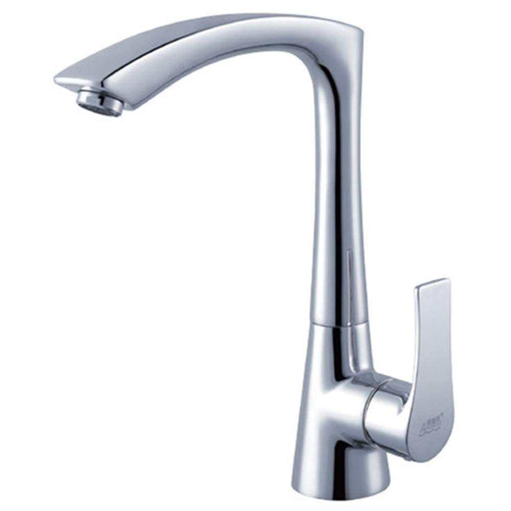 Premium Single Handle Kitchen Sink Faucet - Solid Brass Construction with Chrome Finish | Hot & Cold Water Mixer for Home, Hotel & Commercial Use | Durable for High-Traffic Kitchens, Restaurants & Food Service Areas