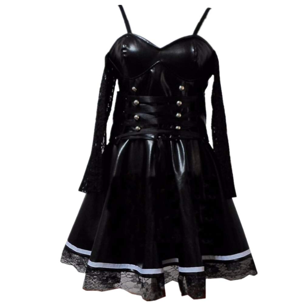 Misa Amane Cosplay Costume - Imitation Leather Tube Top Lace Dress Uniform Outfit for Anime Conventions & Halloween Parties