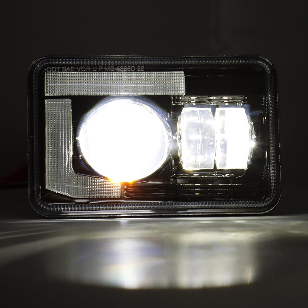 4x6 Inch DOT Sealed Beam LED Headlights with DRL for Peterbilt, Kenworth, Freightliner, Ford & Chevrolet Trucks - High Visibility Replacement Lights for Night Driving & Foggy Conditions