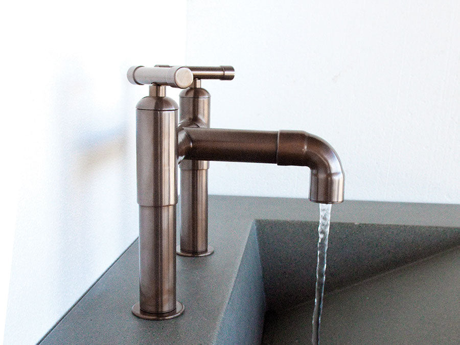 Deck Mount Lavatory Faucet with Elbow Spout - Modern Bathroom Sink Faucet for Home & Commercial Use | Perfect for Vanities, Powder Rooms & Restrooms