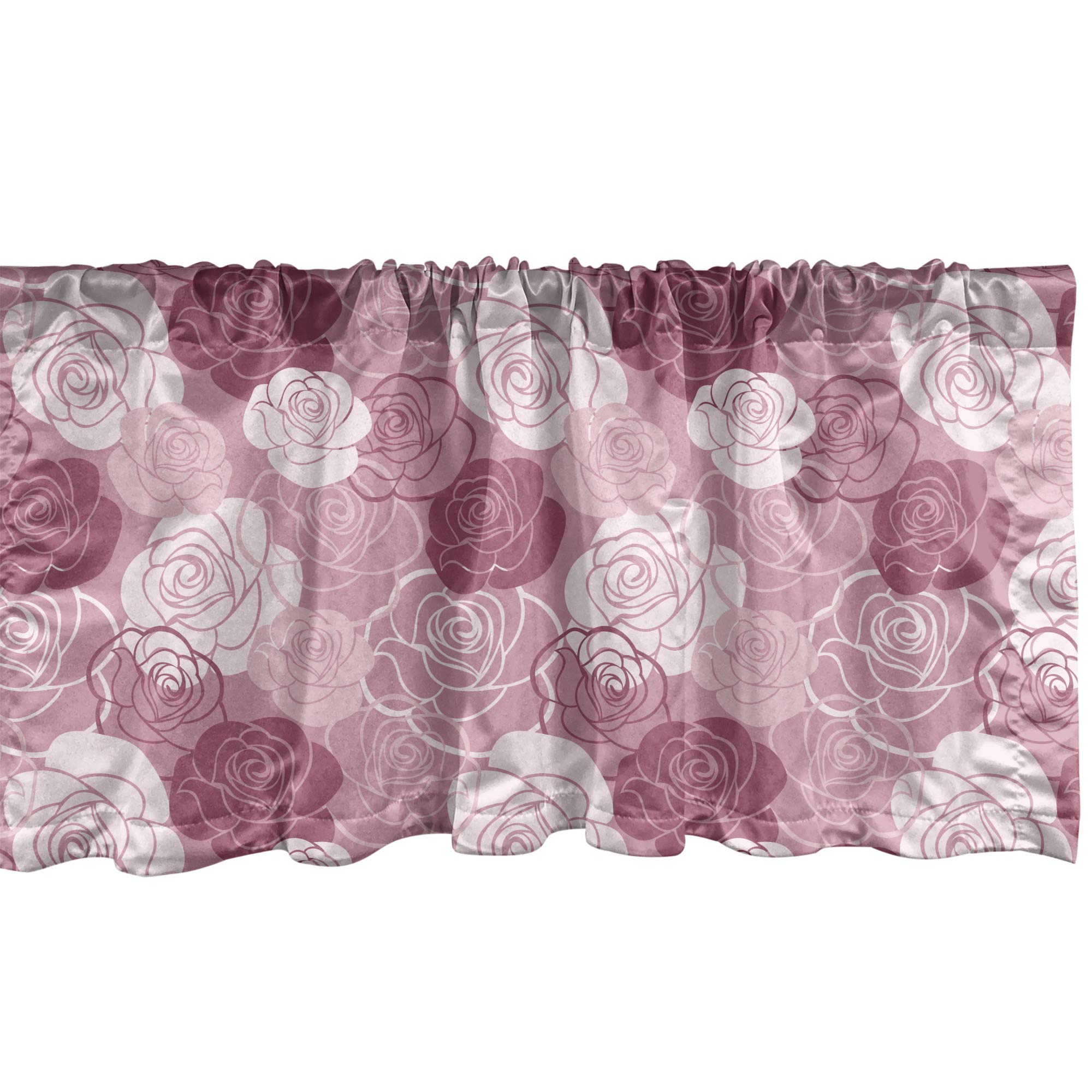 Ambesonne Rose Flowers Window Valance - Pastel Tone Romantic Floral Petals Design, Blossoming Nature Print Kitchen & Bedroom Curtain Valance with Rod Pocket, 54x18 Inches, Dried Rose Pale Rose - Perfect for Farmhouse, Cottage & Vintage Home Decor
