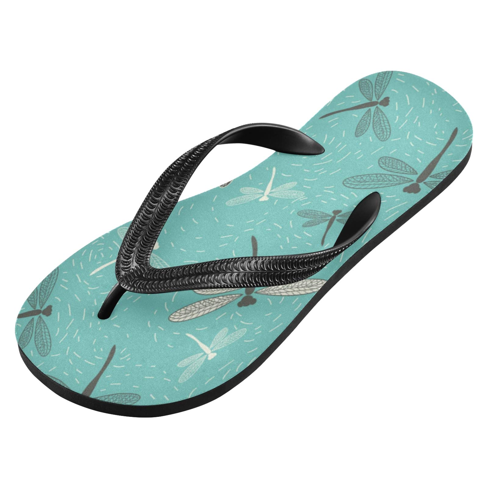 Qilmy Dragonfly Summer Green Flip Flops - Lightweight Non-Slip Casual Sandals for Women & Men | Perfect for Beach, Pool, and Outdoor Activities
