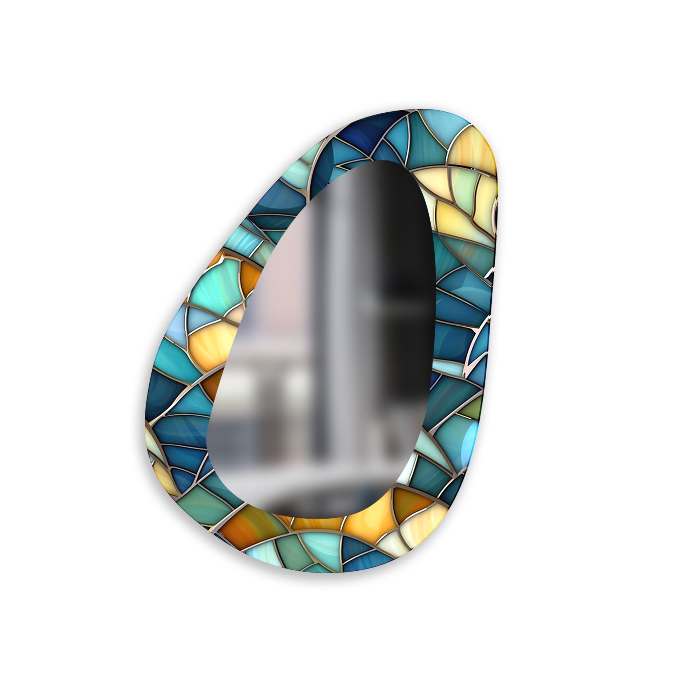 Stylish Blue Modern Wall Mirror - Elegant Home Decor for Living Room, Bedroom & Bathroom - Perfect for Enhancing Space & Style