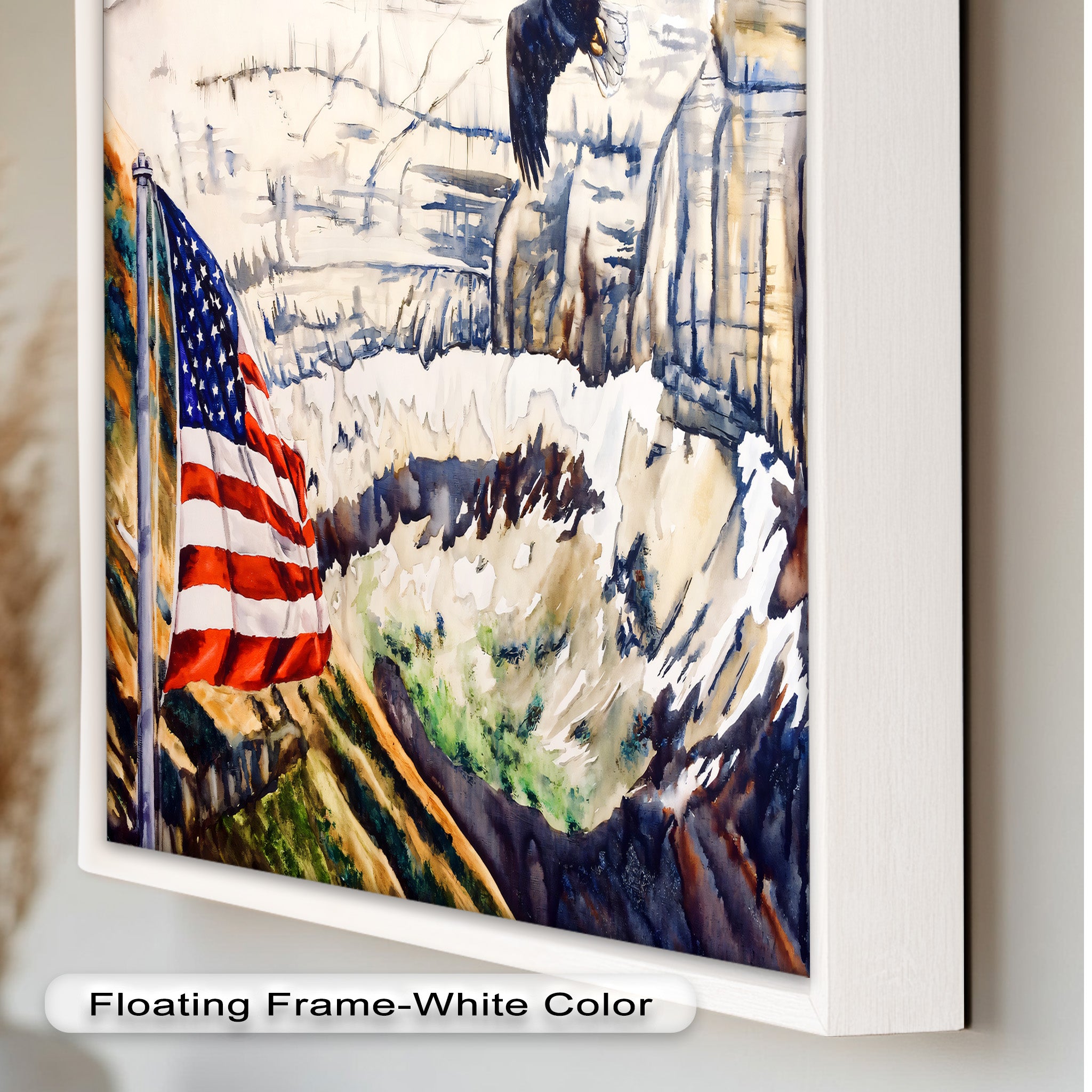 Patriotic Oil Painting of American Flag and Bald Eagle - Perfect for Home Decor, Office Wall Art & Gift for Independence Day
