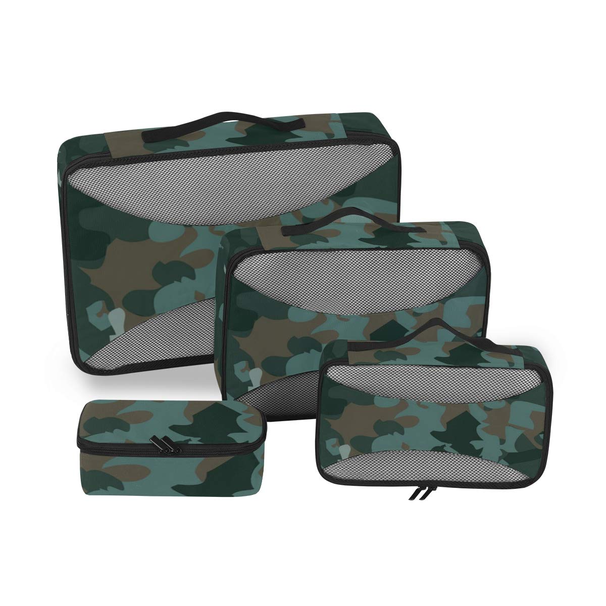 4-Piece Blue Military Camo Packing Cubes Set - Travel Luggage Organizers for Suitcases & Backpacks - Perfect for Camping, Business Trips & Vacation Packing