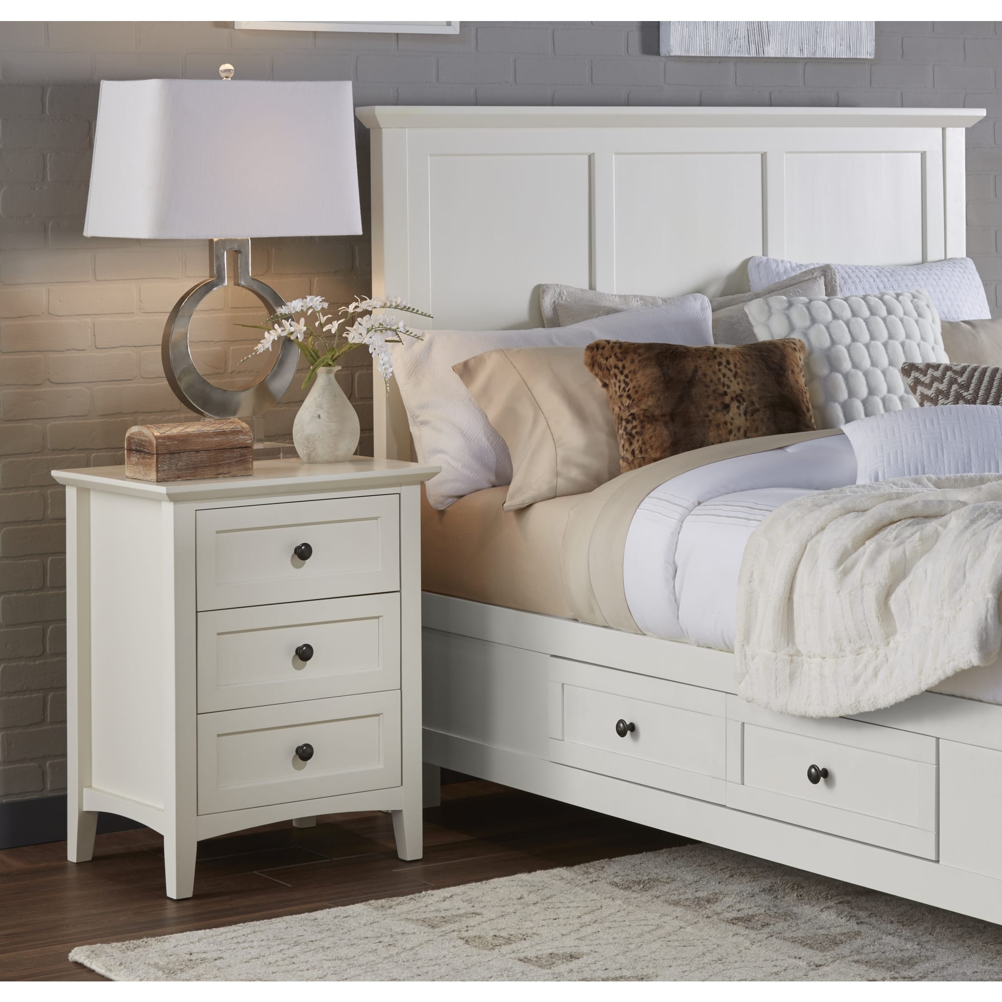 White Paragon Three-Drawer Nightstand - Modern Bedside Table for Bedroom Storage & Organization - Perfect for Bedrooms, Guest Rooms & Dorm Rooms