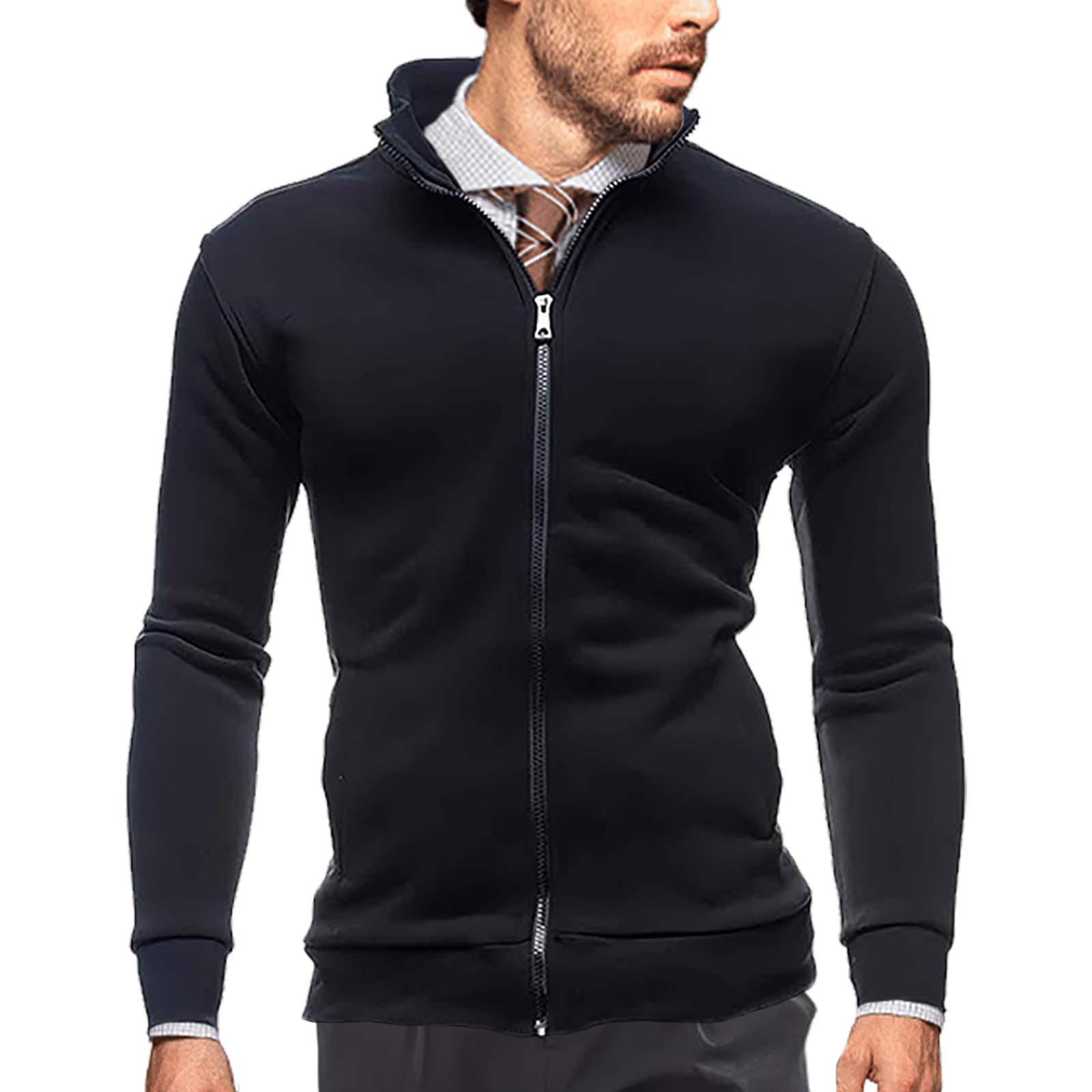 Men's Lightweight Zip-Up Cardigan Sweater - High Neck Pullover Sweatshirt for Casual Wear & Layering | Perfect for Office, Travel & Outdoor Activities